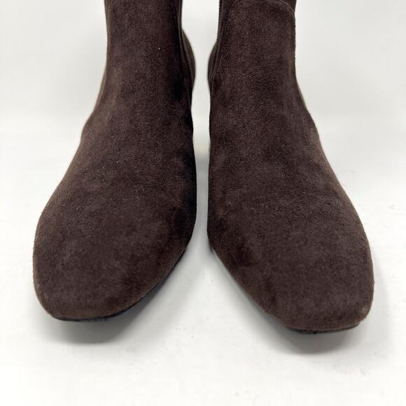Silent D Anthropologie Maretolp Heeled Ankle Boots Booties Brown Suede EU 37 6.5 - Picture 6 of 13
